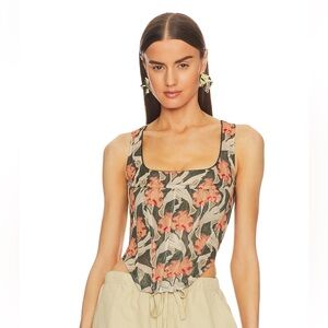 Miaou floral campbell corset tank top in art nouveau floral pattern